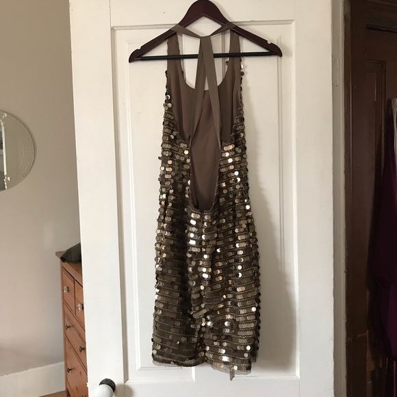 EUC BCBGMaxAzria Bronze Backless Sequin Dress - S - Picture 3 of 4